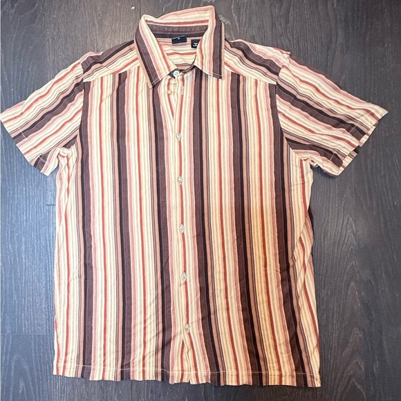 Hugo Boss Brown and Tan Casual Button Down Shirt - Picture 1 of 4